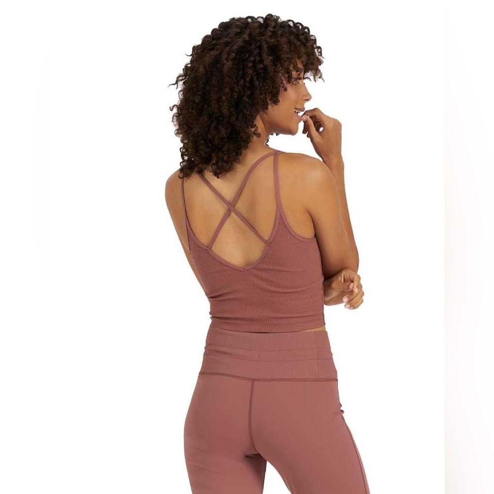 Vuori Mauve Ribbed Crossback Cropped Cami